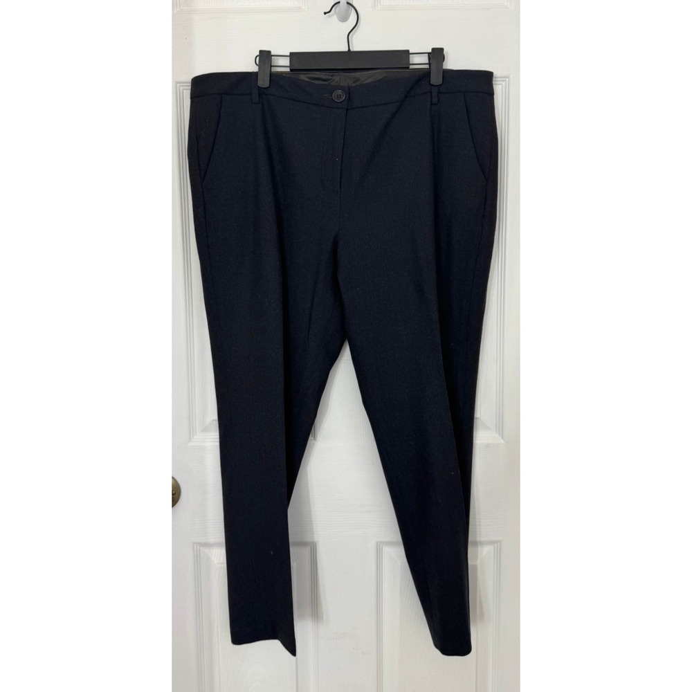 Boden Dress Pants Women's 14L Black Wool Straight Leg Flat Front Classic Preppy‎